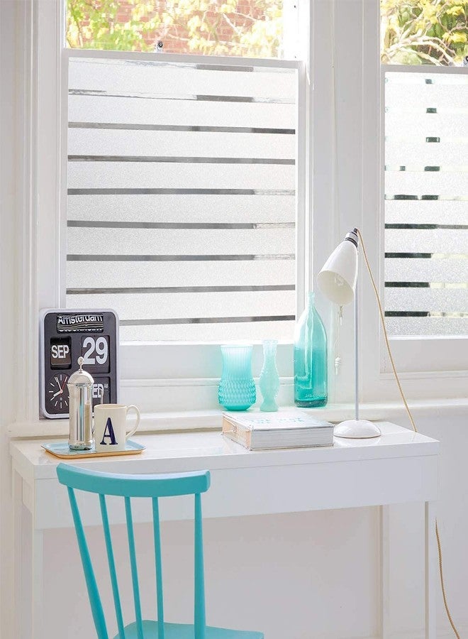 SUNBIRD Windows Glass Fim Glass & Doors, Self Static Cling Frosting Decorative Window Stickers Window Tinting For Home Bathroom (24 X 120 Inch, Stripes Film) Black - Image 5